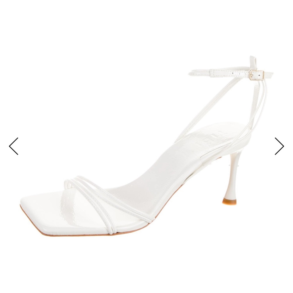 Brand New Tibi White Patent Square-Toe Strappy Ankle-Heel Sandals
